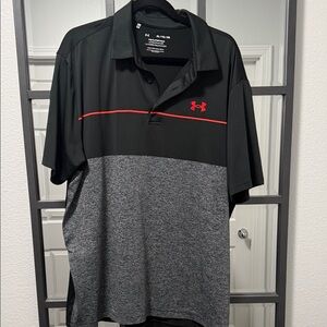 Under Armour Men's Black, Gray, and Red Polo Shirt